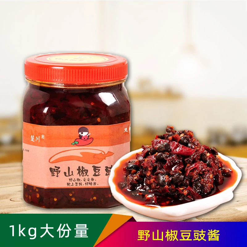 1000g野山椒豆豉酱香辣农家辣椒酱豆鼓即食下饭酱湖北荆州特产