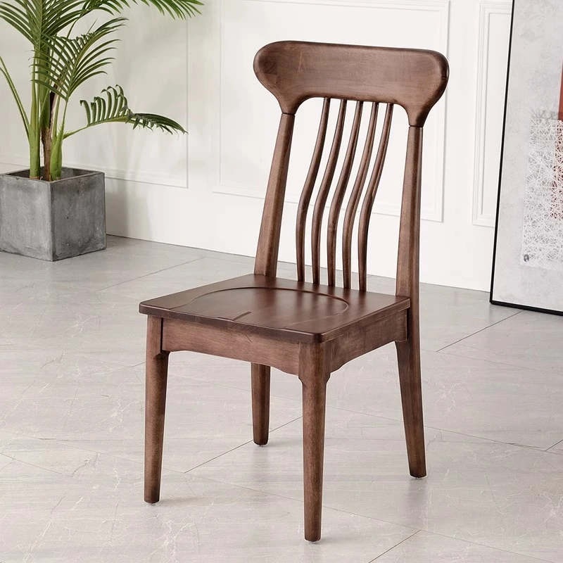 黑胡桃餐椅实木椅子家用原木现代北欧餐厅椅子靠背椅餐桌书桌白配