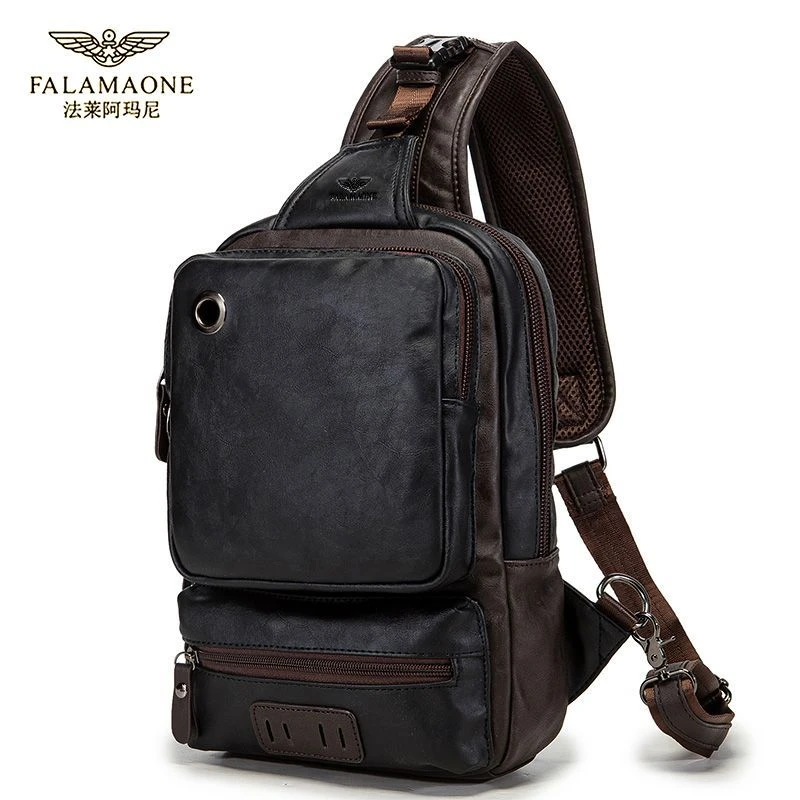 法莱阿玛尼新款高档韩版小包挎包时尚旅行胸包大容量潮流单肩男包