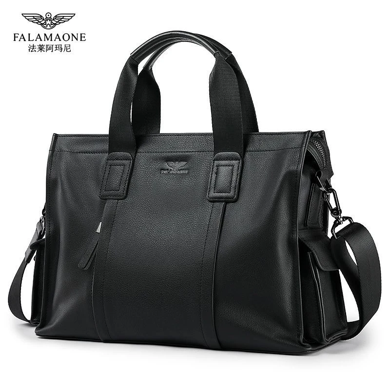 法莱阿玛尼商务真皮男包牛皮包斜挎包男士手提包大容量公文笔记本