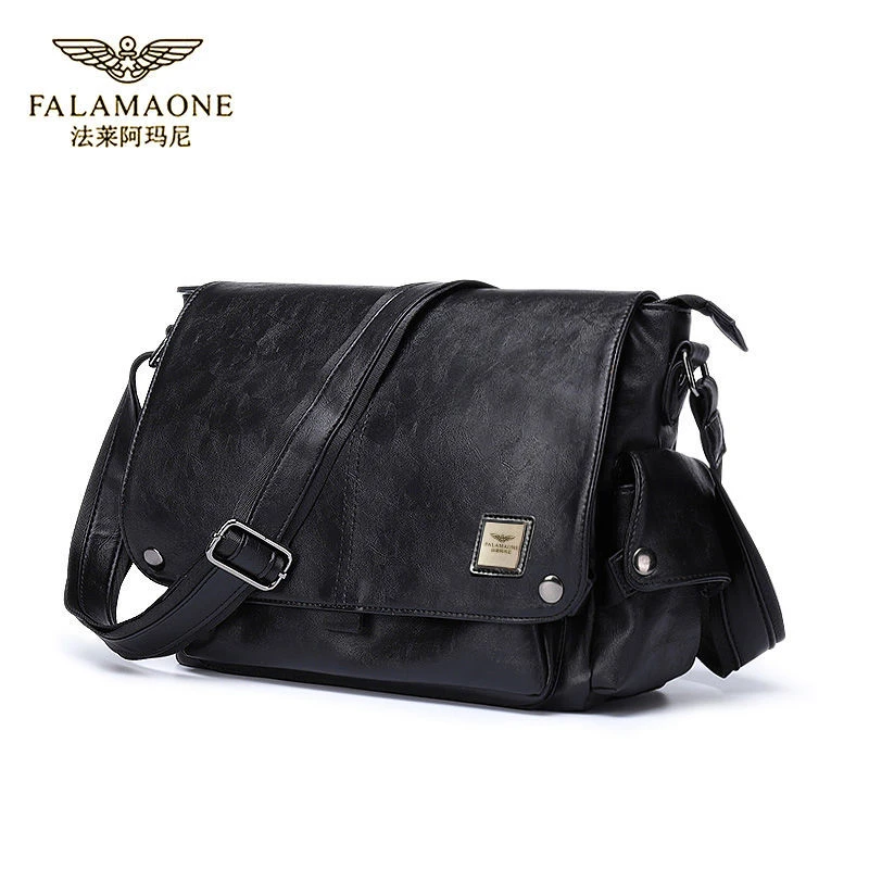 法莱阿玛尼正品单肩斜挎包男真皮质感男士背包休闲包潮新款邮差包