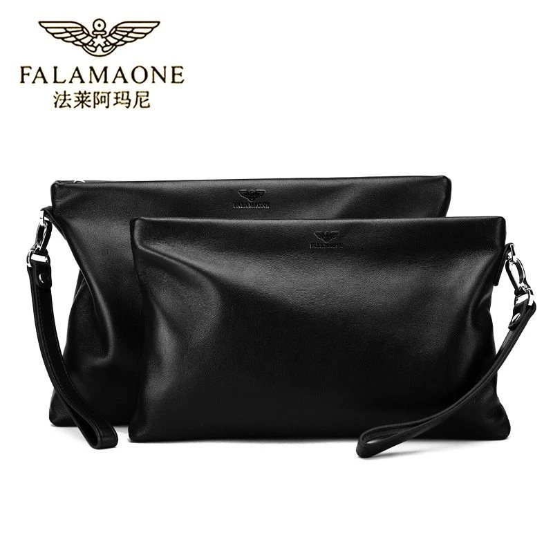 FALAMAONE/法莱阿玛尼手包牛皮男款信封真皮大容量商务高档手抓包