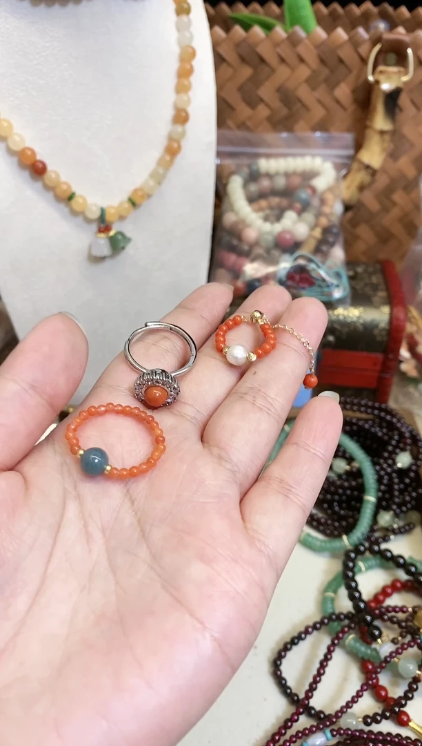 【闪购商品】南红玛瑙戒指合金3个戒指