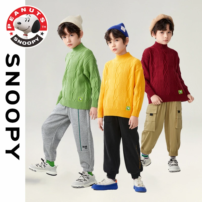 Snoopy/史努比童装儿童毛衣2023冬季新品保暖加厚高领打底针织衫