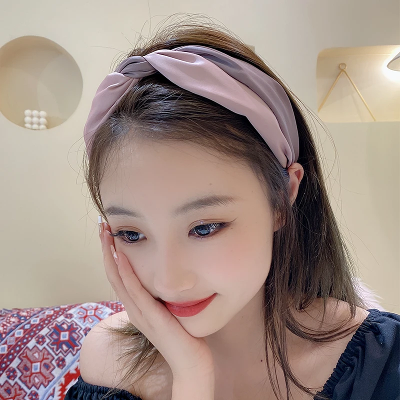 发箍女2023新款高颅顶交叉双色缎面宽边压发外出头箍显白圆脸发饰