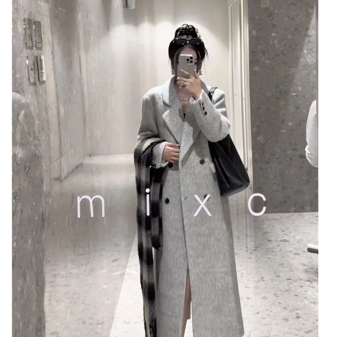 【羊毛羽绒款】韩系高级羊毛大衣女秋冬毛呢外套羊毛羽绒大衣