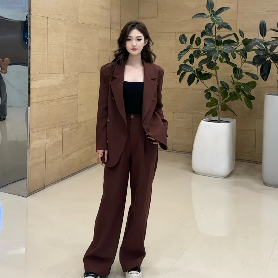 【梦成专属】高级显瘦西装三件套女2024年秋季新款美背＋直筒裤+外套