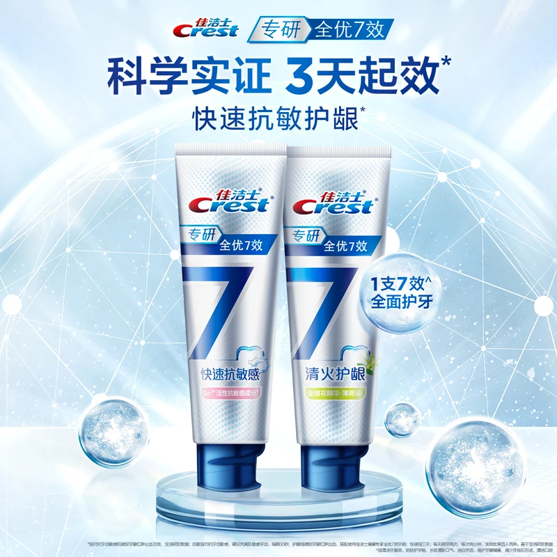 佳洁士牙膏全优七效清火护龈专研牙膏清新抗敏感牙膏含氟家庭健齿