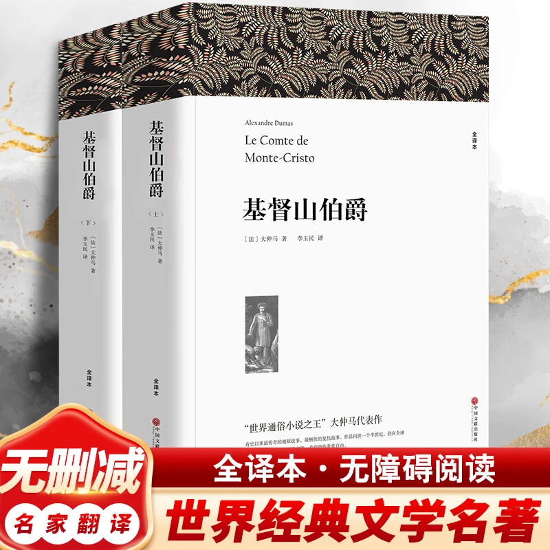 正版基督山伯爵无删上下册1390页全译中文版初高中生书籍课外书籍