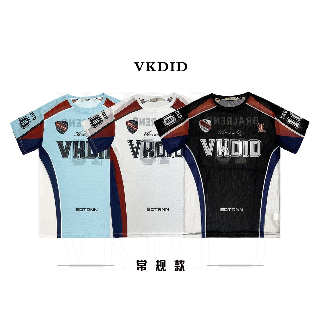 VKDID网纱10号短袖印花宽松圆领薄防晒韩版女外穿运动街头潮流T恤