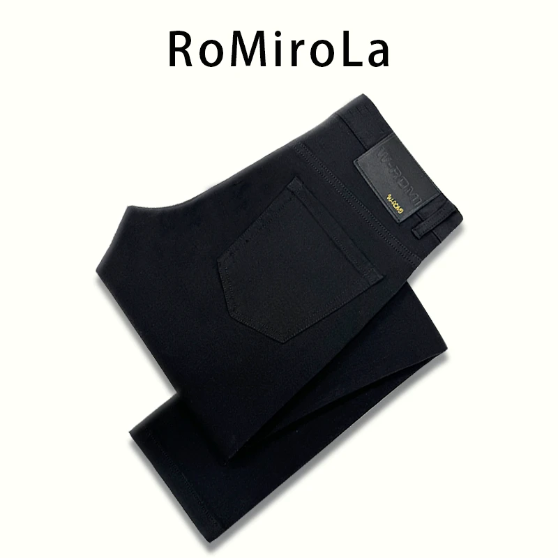 W-ROMI【标准】春夏男士时尚百搭黑色修身小直筒商务轻奢男牛仔裤子