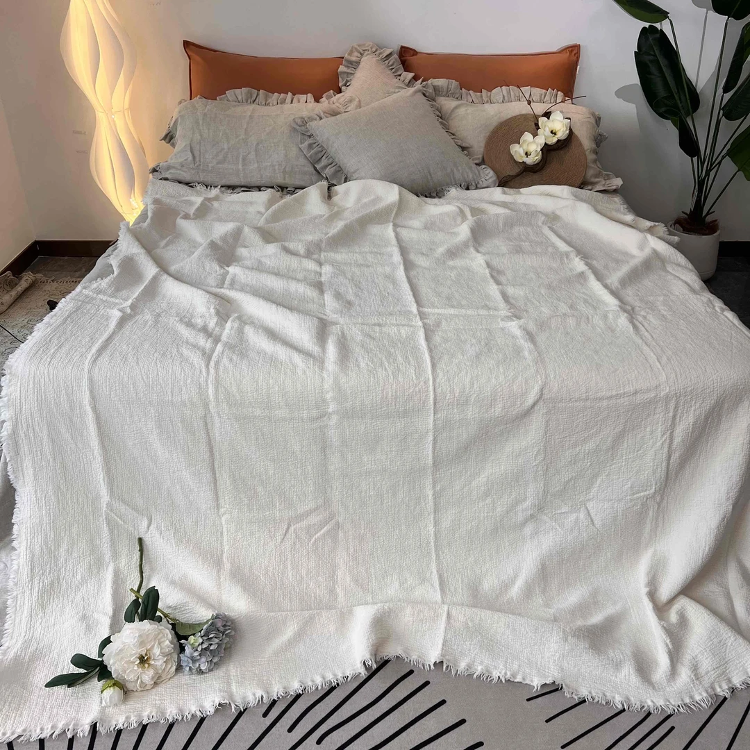 【汉麻时光】汉麻雨露麻皱麻工艺大盖毯