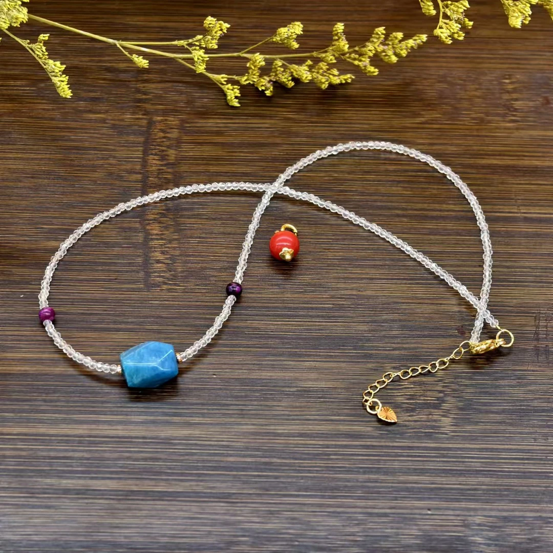 SJL蓝棱柱随型项链24-059