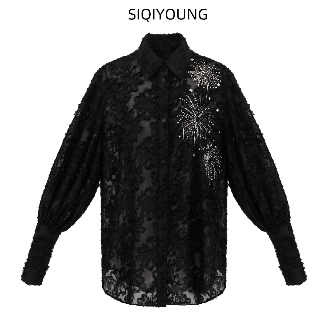 SIQIYOUNG【Maggie精选】 高定系列烟花如梦法式刺绣衬衫