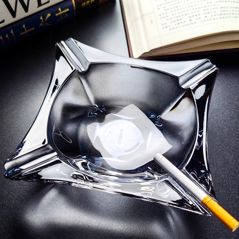 加厚加重烟灰缸家用水晶玻璃客厅办公室烟缸创意个性雪茄大号多色