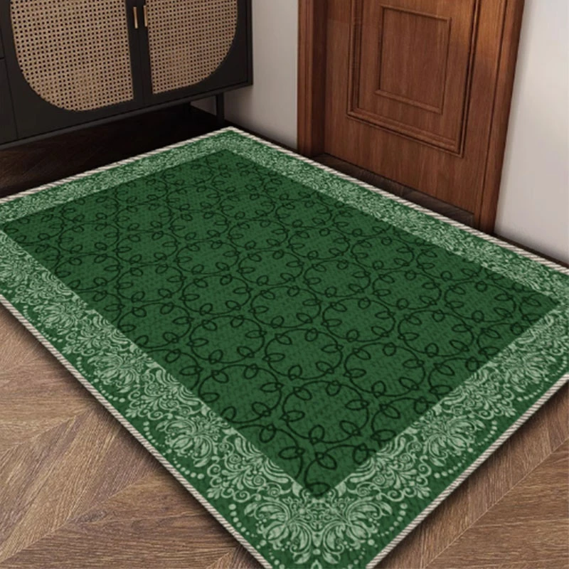 美式轻奢复古绿色入户门地垫家用防滑踩脚垫客厅地毯门垫子大门口