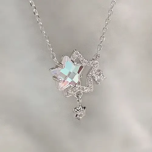 「闪耀双子星」幻彩星星项链2025新款轻奢小众高级感锁骨链秋冬女