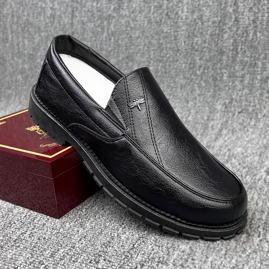 （牛皮）男士套脚休闲皮鞋时尚时尚乐福鞋男鞋子软底真皮皮鞋