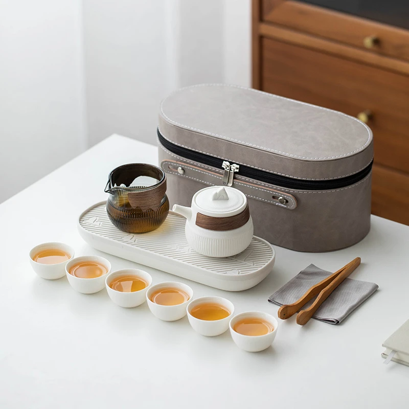 便携式旅行茶具套装户外干泡茶盘茶壶功夫陶瓷快客杯简约家用