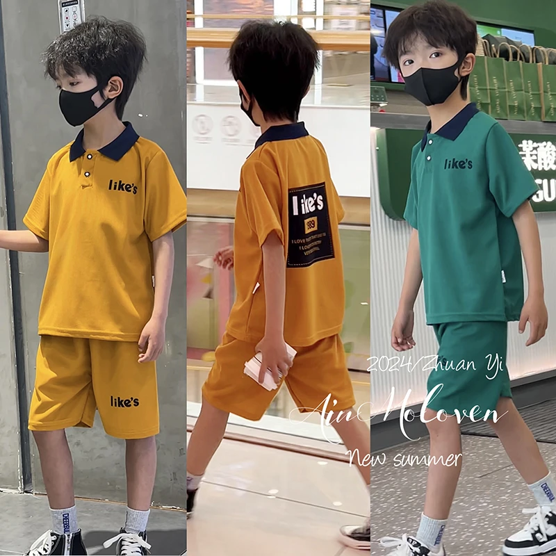 【清货】儿童套装日常POLO衫短袖华夫格时尚透气薄款