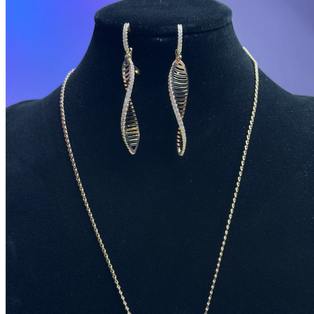 铜合金项链 波浪两件套项链0079