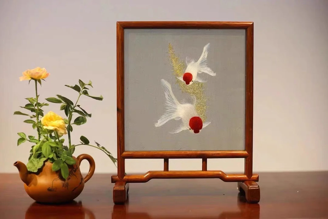 非遗苏绣纯手工刺绣新中式创意装饰摆件礼品轻奢国风