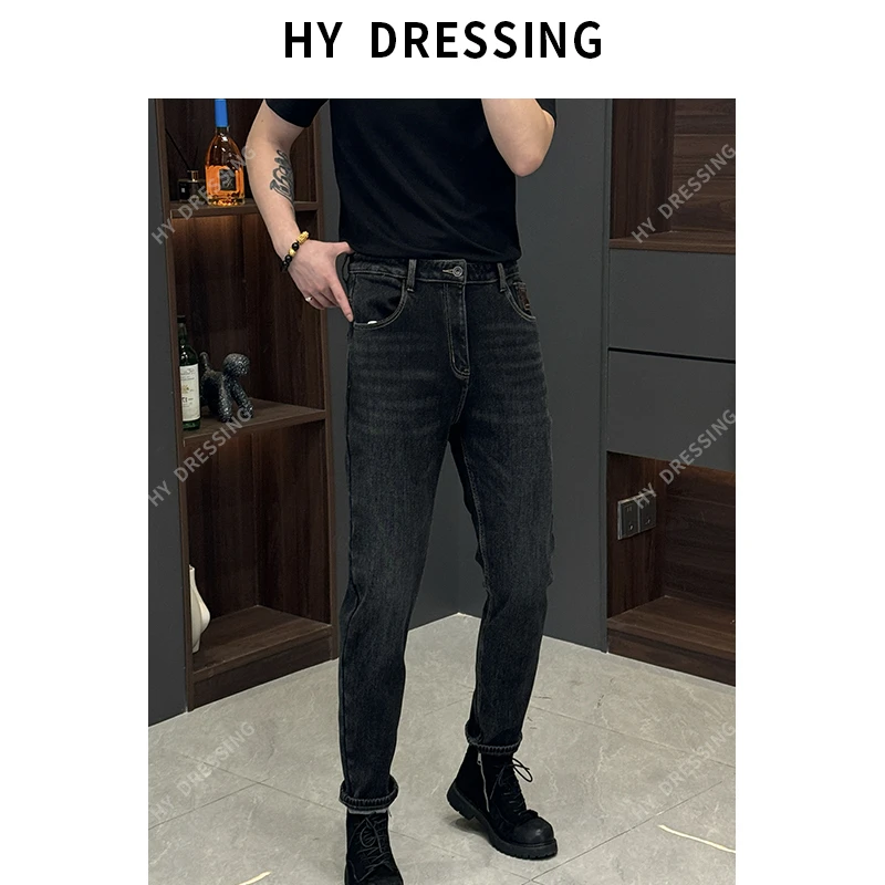 【HY穿搭】秋冬重磅加厚加绒水洗牛仔裤子百搭保暖时尚百搭长裤8313