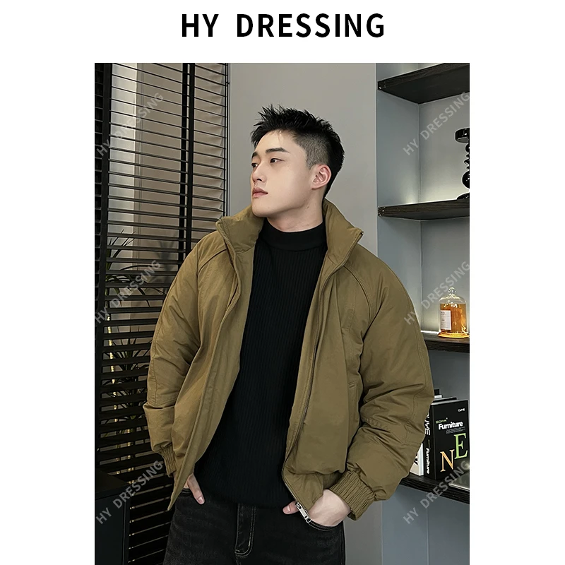 【HY穿搭】冬季厚款白鸭绒羽绒服男宽松时尚加厚结构线条保暖外套