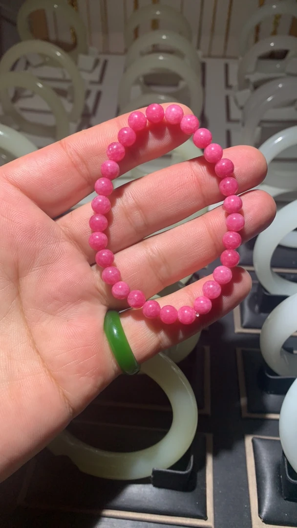 精品爆款 f006桃花粉6mm链子手工定制拍一发一