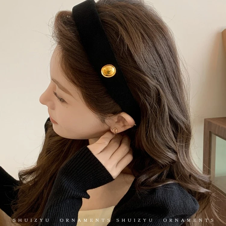 法式复古金标发箍女2023新款高颅顶头箍高级感发捆外出百搭头饰窟