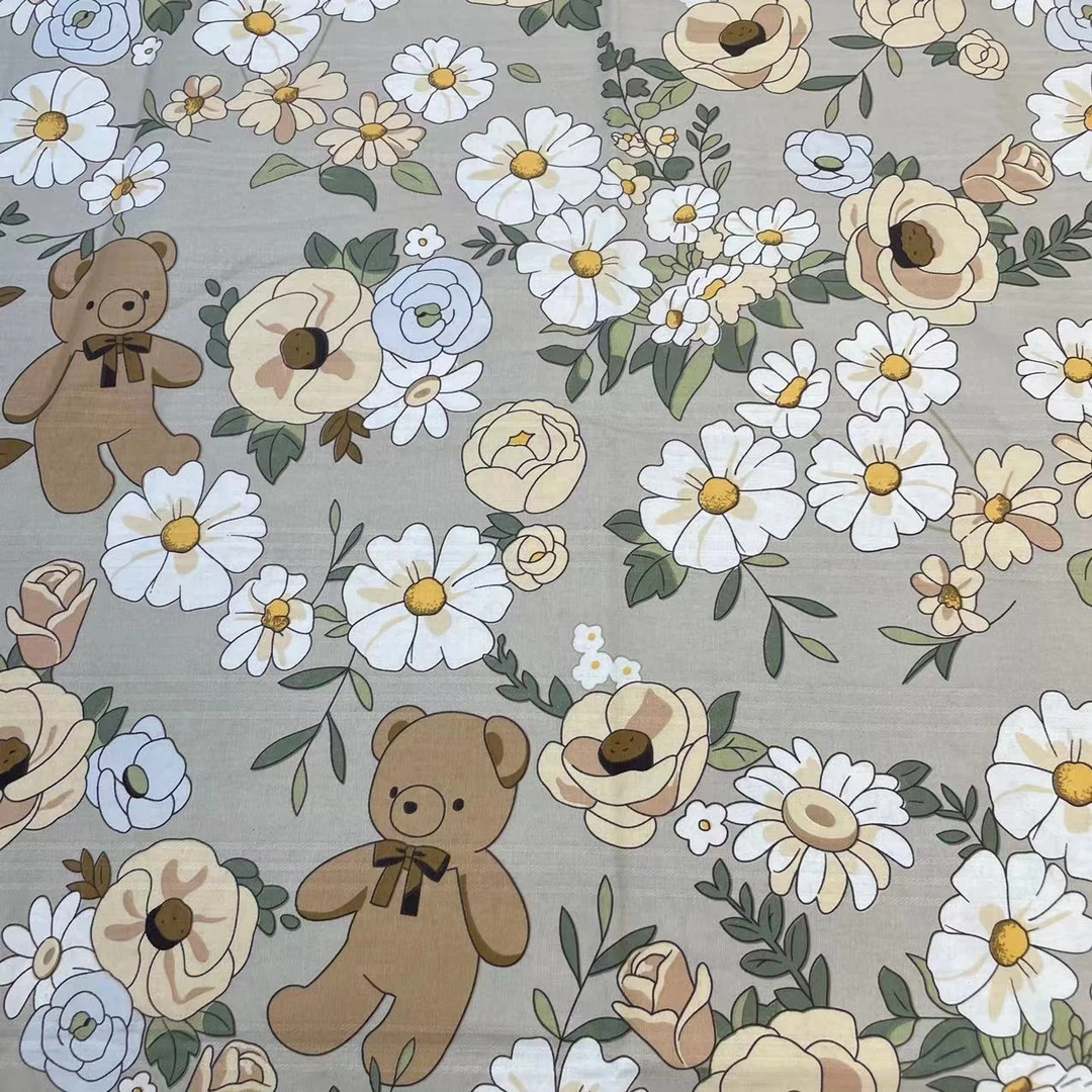 【新人浮力】防滑透气细纹细纱加厚厚实纯棉全棉床单-小熊花园（棕）