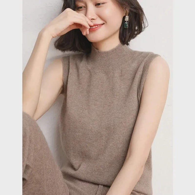 【反季清版】打底太好穿 衣橱经典款 时尚半高领无袖羊毛衫百搭 ZJ