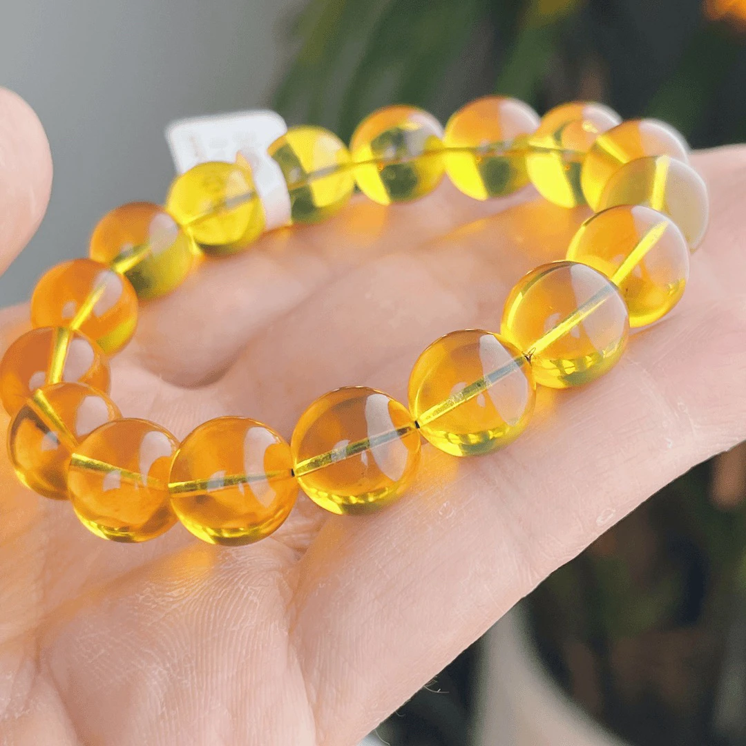 藏景阁珠宝-10+墨西哥蓝珀手串3A净水手串经典奢华精美单圈气质