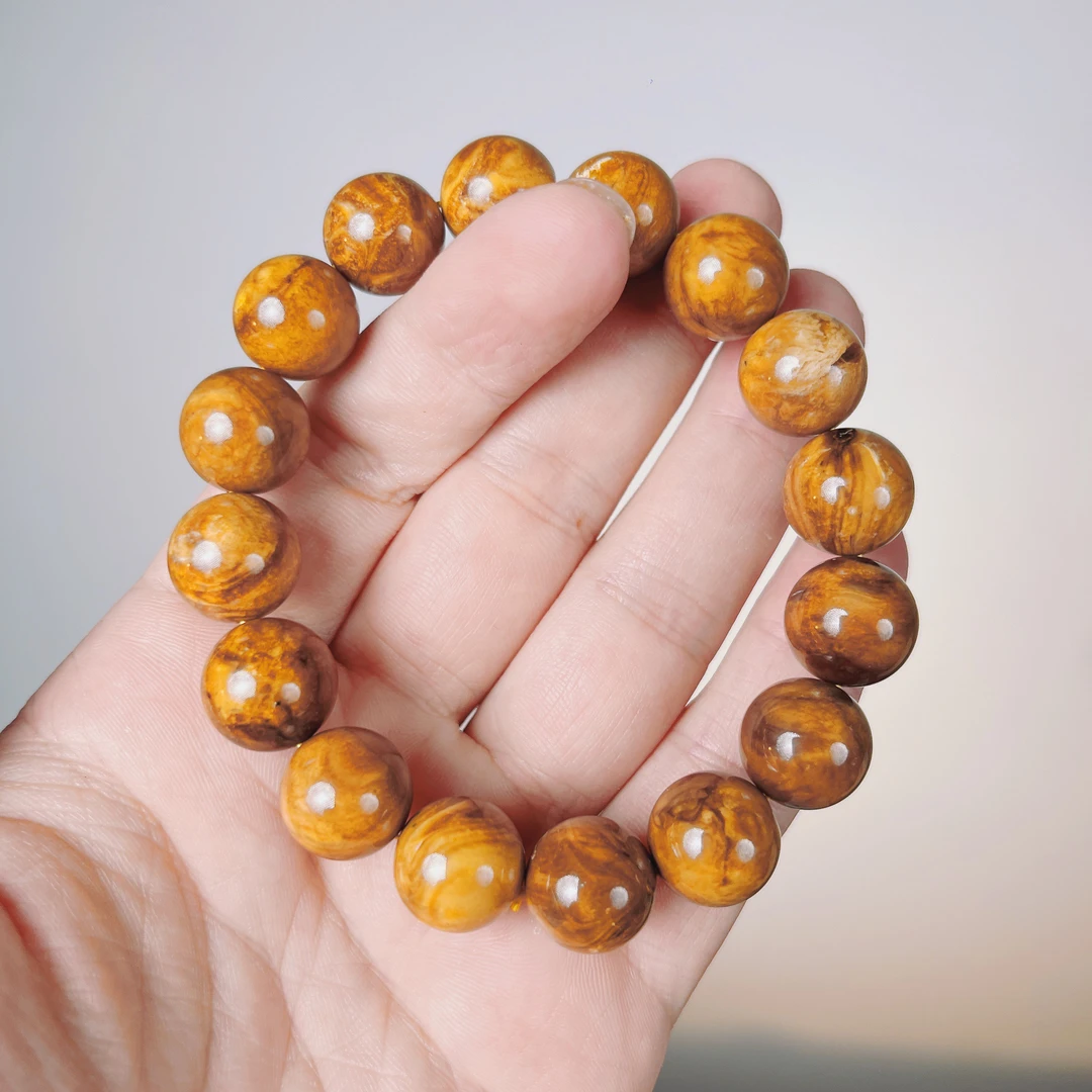 【藏景阁】14+天然缅甸根珀圆珠手串单圈男女琥珀素雅国风新中式