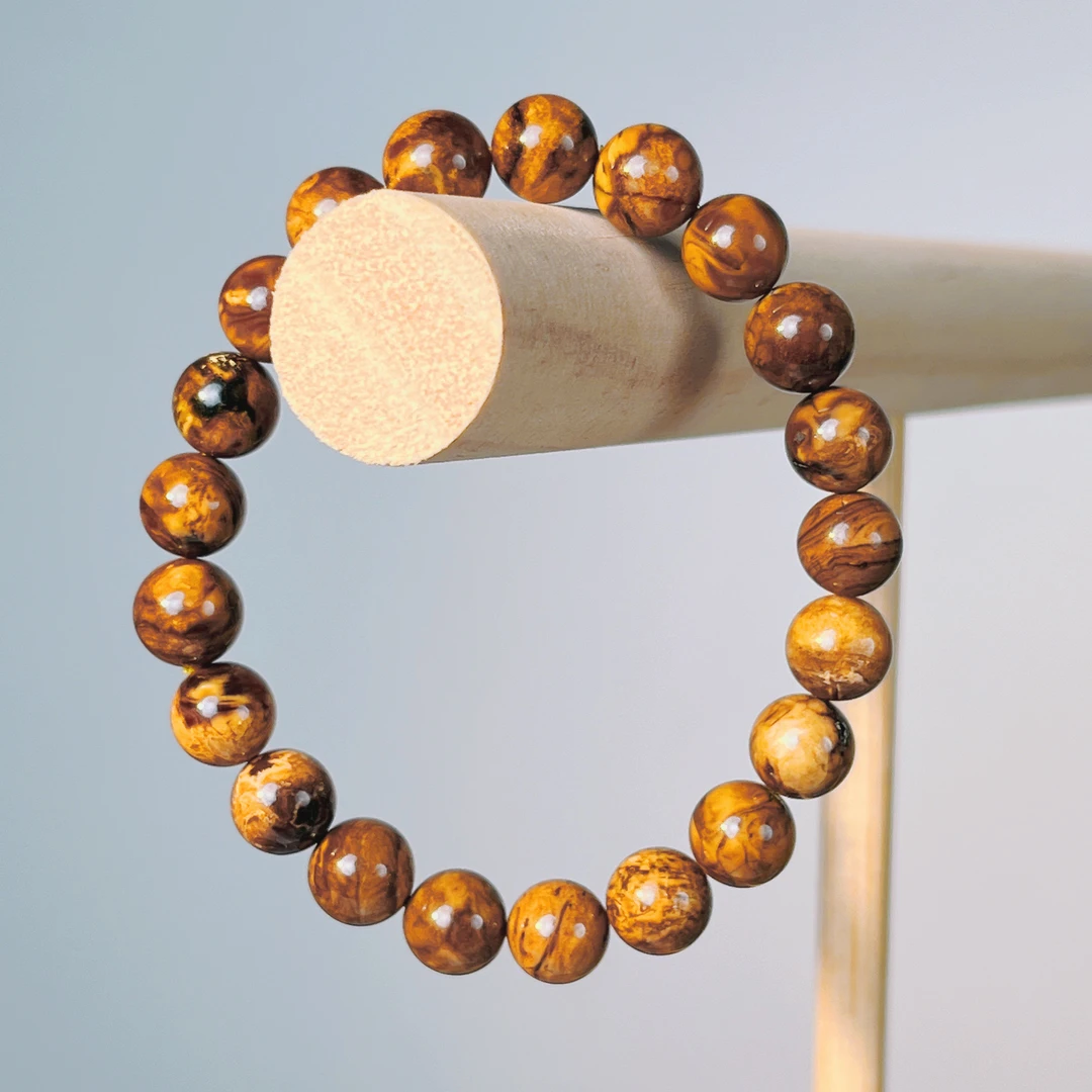 【藏景阁】9+天然缅甸根珀圆珠手串单圈男女琥珀素雅国风新中式