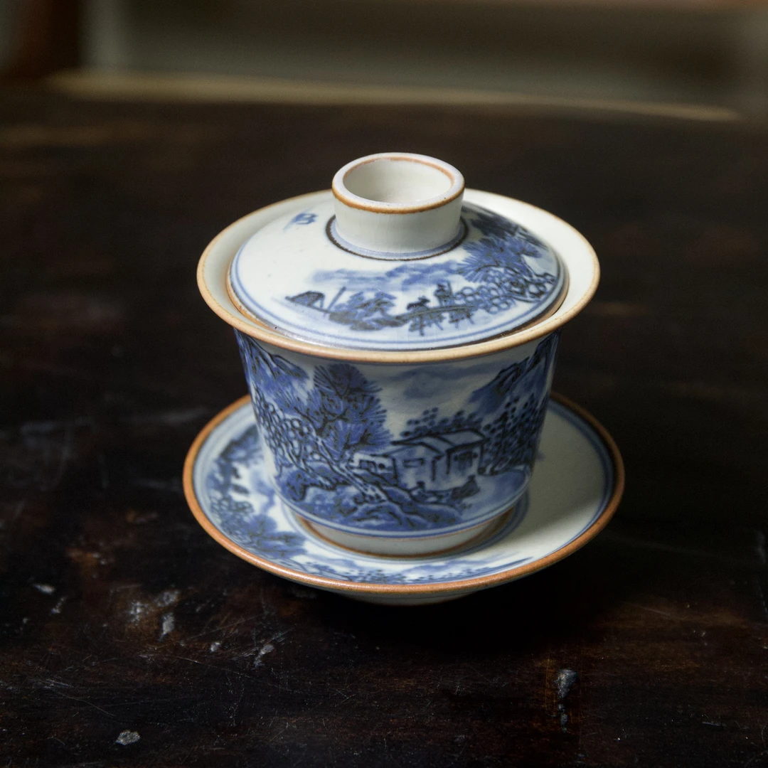 【云长】山水高足三才盖碗