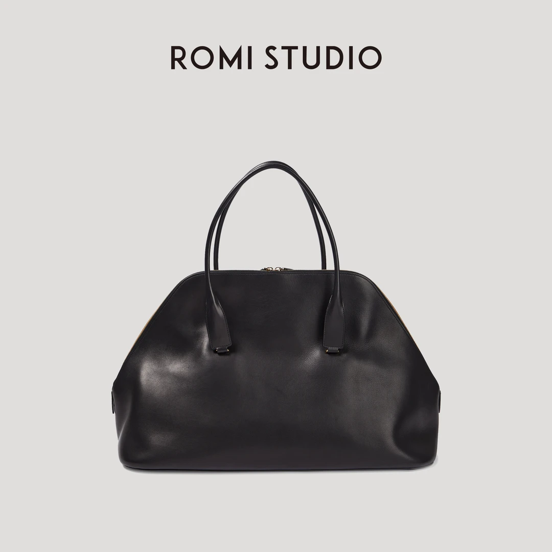 ROMI STUDIO100%意大利拉帕牛皮大容量手提单肩德比包23AWS028