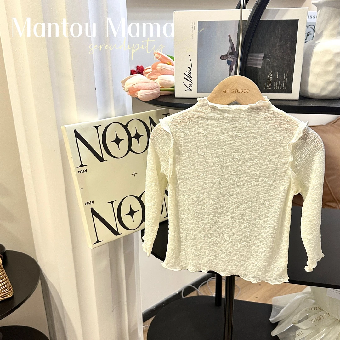 【馒头家】【现货】纹理感软蕾丝花边内搭打底衫春秋女童精致百搭