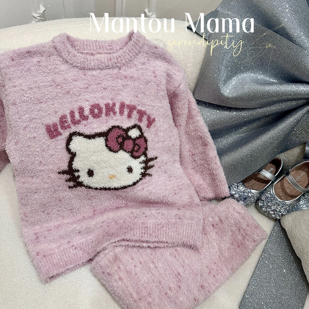 【Mt studio】【亲子·现货】KT半边绒卡通家居服套装冬季女童可爱柔软