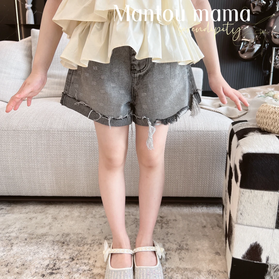 【Mt studio】【新款】软牛仔短裤设计感闪闪钻百搭夏季女童韩版网红
