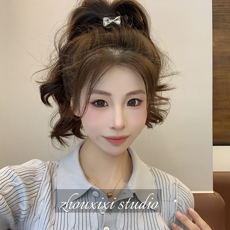 银色蝴蝶结高马尾抓夹女气质高级感盘发固定发夹