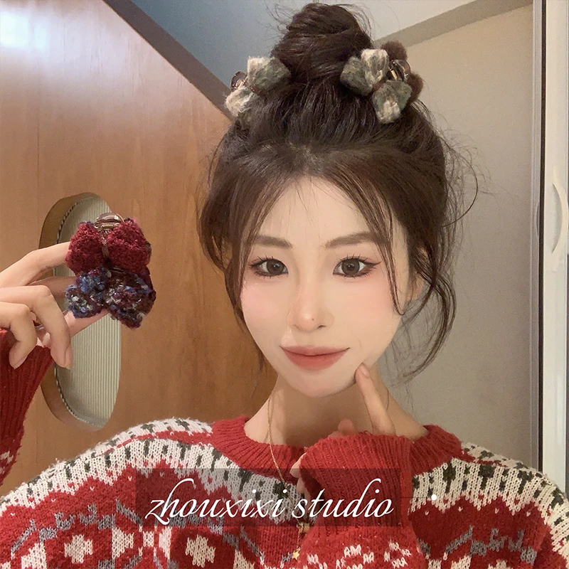 甜美ab面刘海小抓夹女秋冬可爱发夹头饰侧边鲨鱼夹2024新款