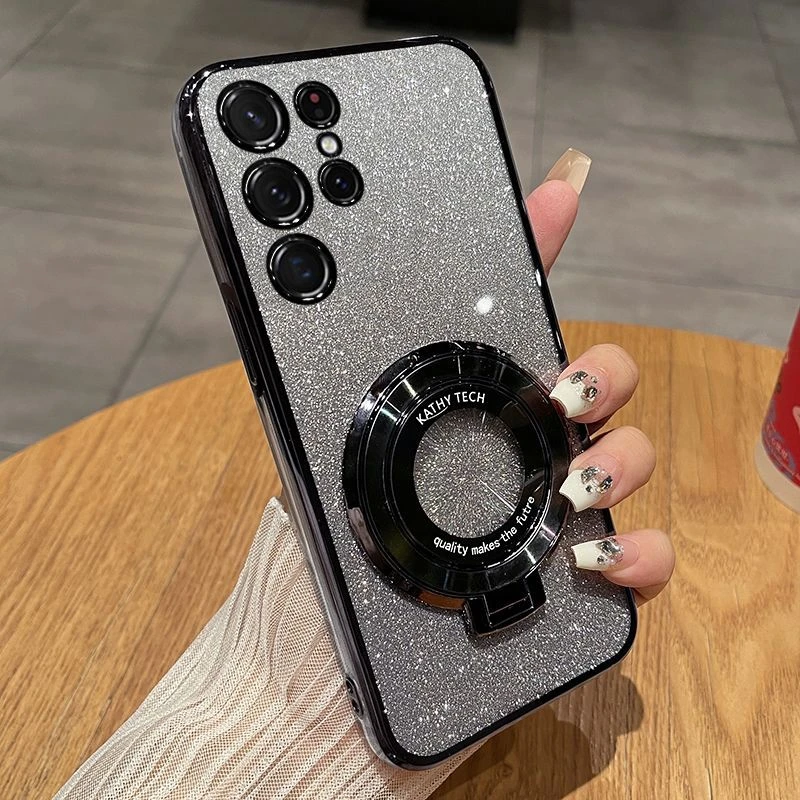 适用三星S22Ultra手机壳新款SM-G9980透明闪软壳磁吸s22ultra闪粉