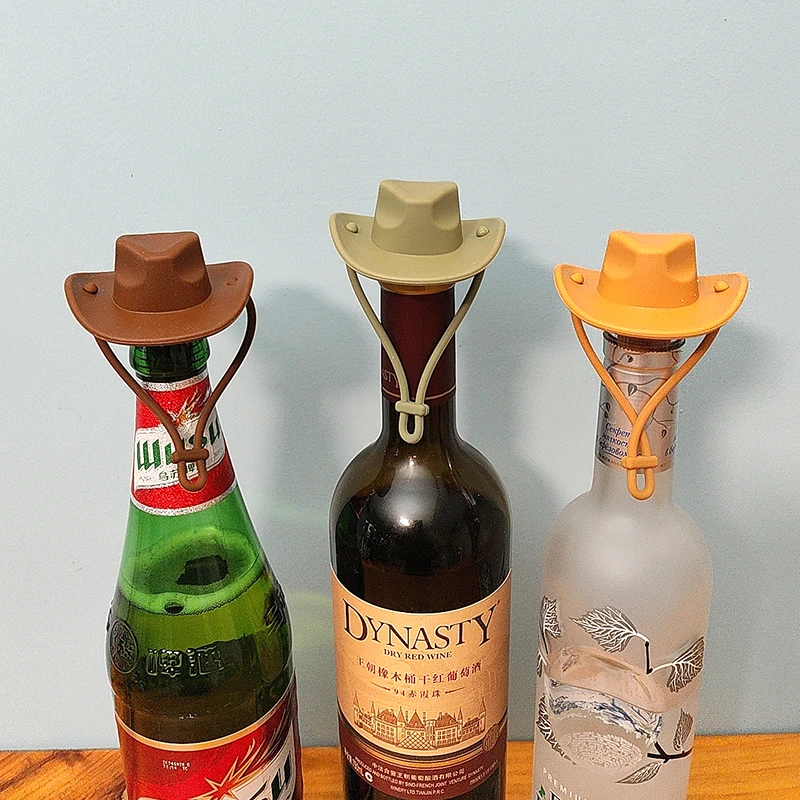 酒瓶塞食品级硅胶密封塞家用啤酒防漏气创意西部牛仔帽个性红酒塞