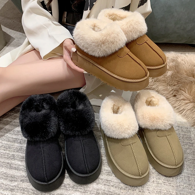 塔茨特短筒雪地靴女加绒加厚短靴厚底网红保暖秋冬毛毛秋冬雪地靴