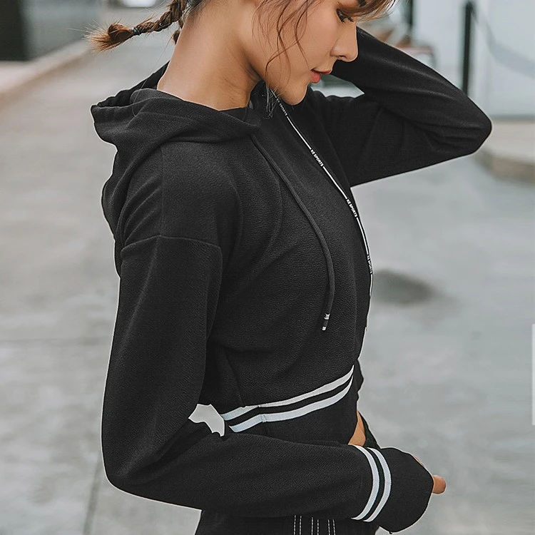 怪力sport运动卫衣女长袖上衣季短款连帽宽松短款休闲服套头衫