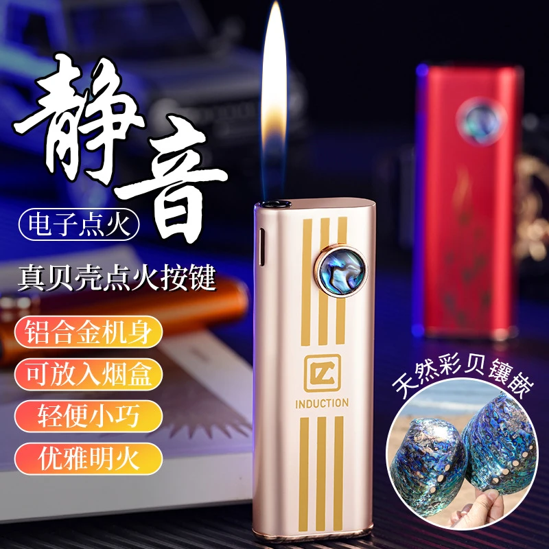 静音点火创意个性明火电池款打火机小巧便携电子打火点烟设计火机