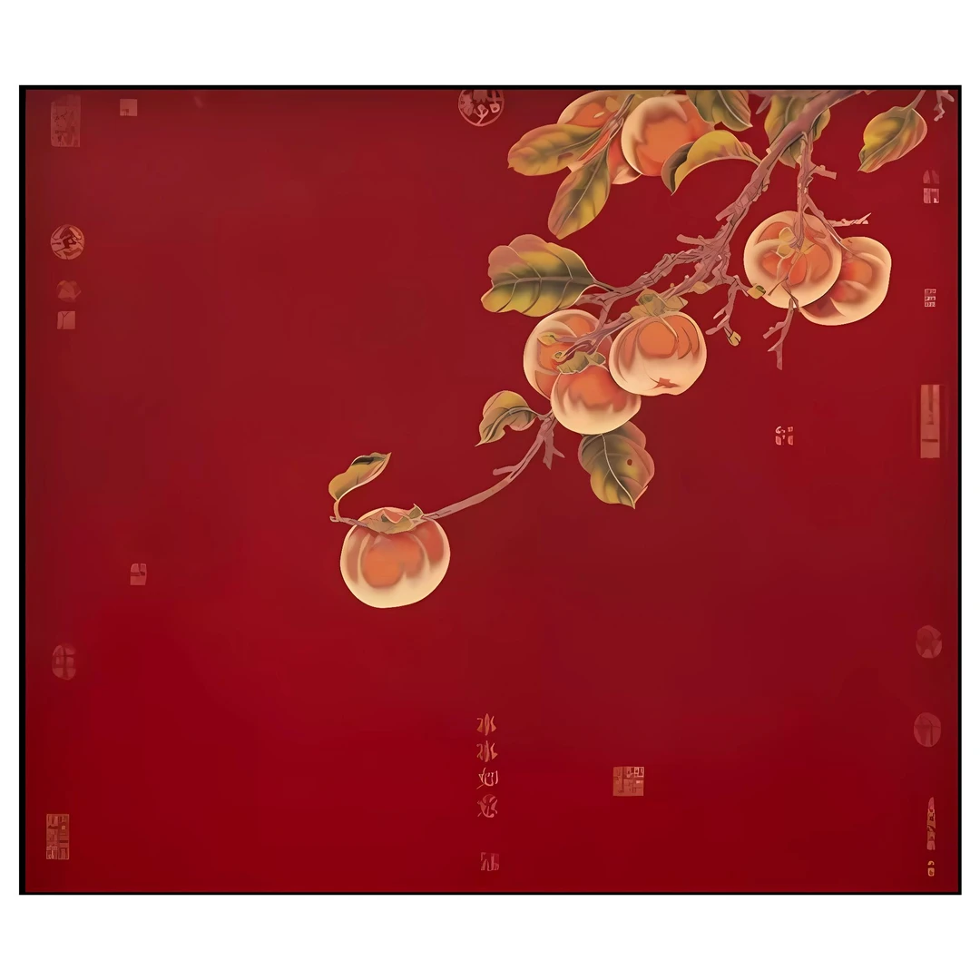 《万柿顺遂》中式软硅藻泥桌垫地垫吸水防滑