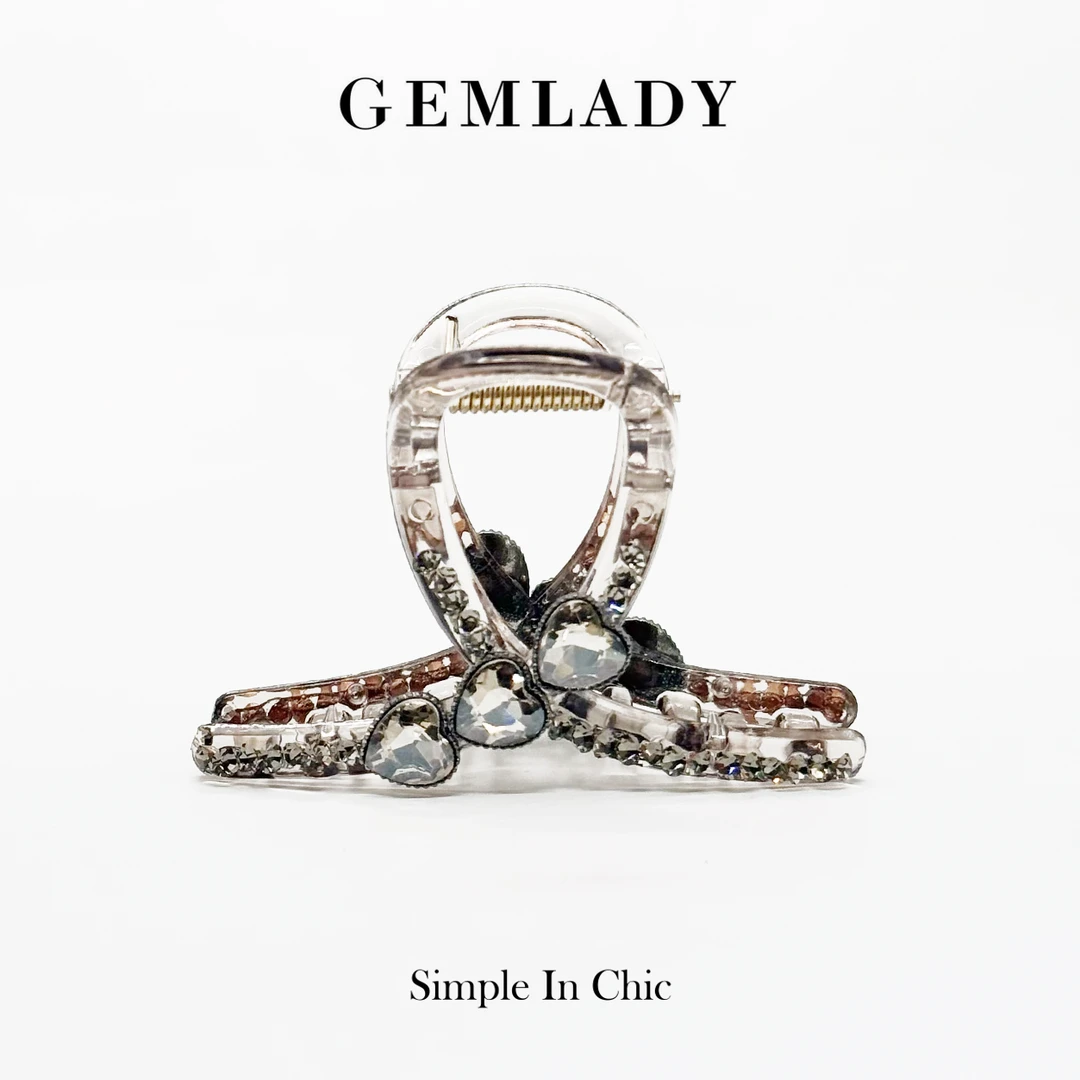 GEMLADY/宝石少女【芯里】高级感爱心水钻精致一字交叉小发夹