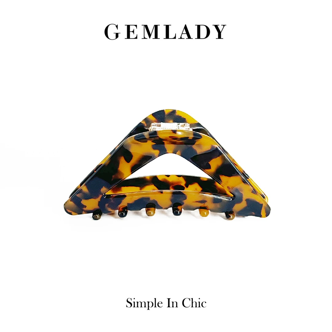 GEMLADY/宝石少女【三角包】醋酸抓夹咖玳瑁气质网红百搭